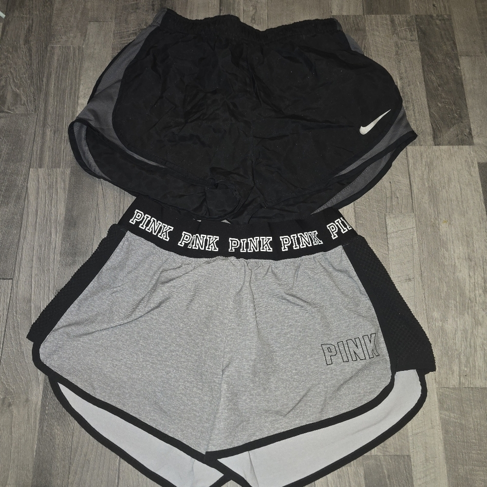 Pink by Victoria's Secret Gray Shorts and Black Nike Dri Fit Shorts
